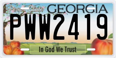 GA license plate PWW2419