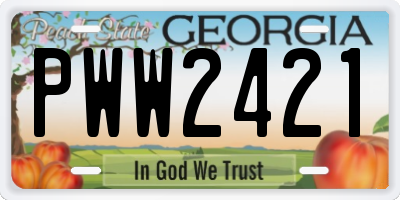 GA license plate PWW2421