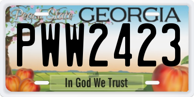 GA license plate PWW2423