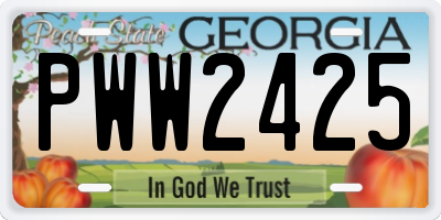 GA license plate PWW2425