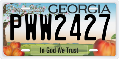 GA license plate PWW2427