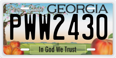 GA license plate PWW2430