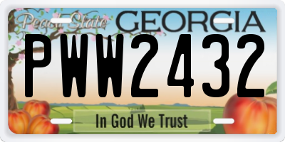 GA license plate PWW2432