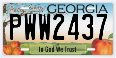 GA license plate PWW2437