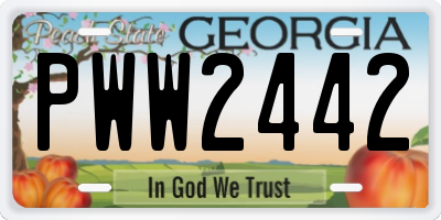 GA license plate PWW2442
