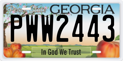 GA license plate PWW2443