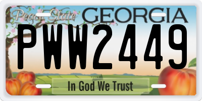 GA license plate PWW2449