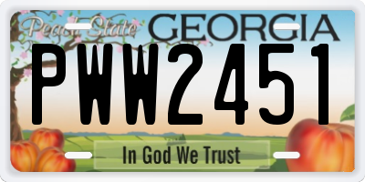 GA license plate PWW2451