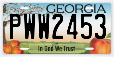 GA license plate PWW2453