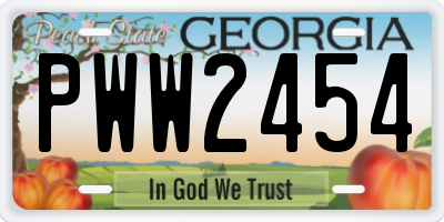 GA license plate PWW2454