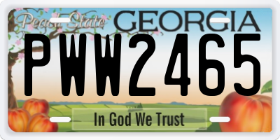 GA license plate PWW2465