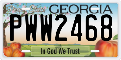 GA license plate PWW2468