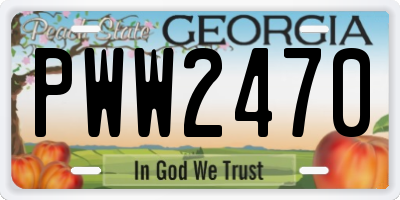 GA license plate PWW2470