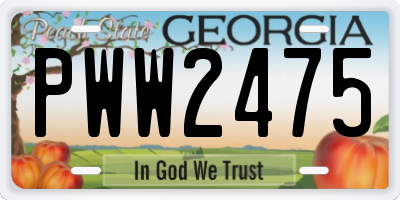 GA license plate PWW2475