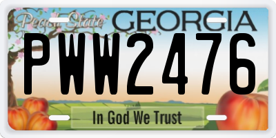 GA license plate PWW2476