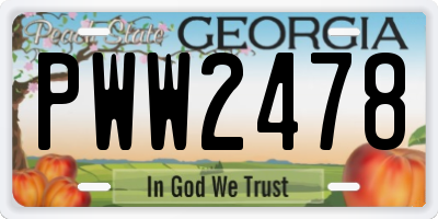 GA license plate PWW2478