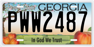 GA license plate PWW2487