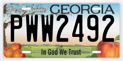 GA license plate PWW2492