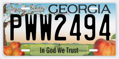 GA license plate PWW2494