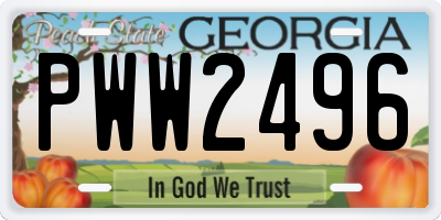 GA license plate PWW2496