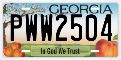 GA license plate PWW2504