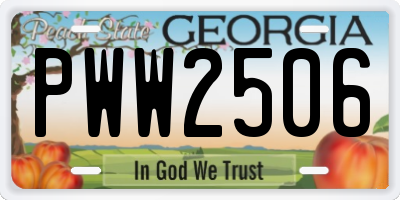 GA license plate PWW2506