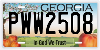 GA license plate PWW2508