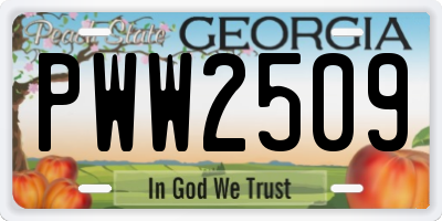 GA license plate PWW2509