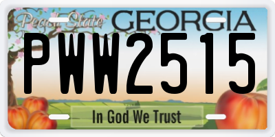 GA license plate PWW2515