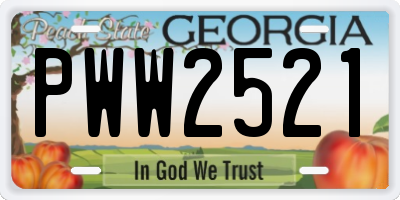GA license plate PWW2521
