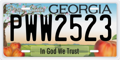 GA license plate PWW2523