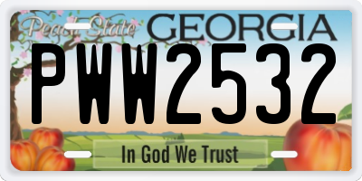 GA license plate PWW2532
