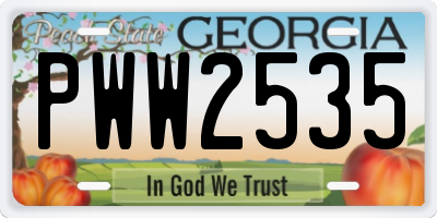 GA license plate PWW2535