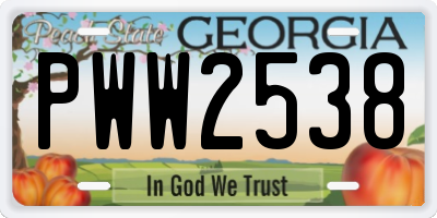 GA license plate PWW2538