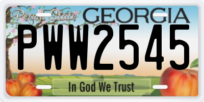 GA license plate PWW2545