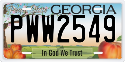 GA license plate PWW2549