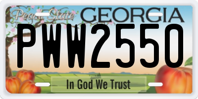 GA license plate PWW2550