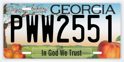 GA license plate PWW2551