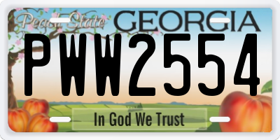 GA license plate PWW2554