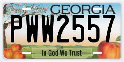 GA license plate PWW2557
