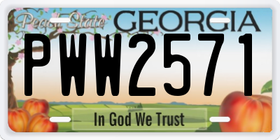 GA license plate PWW2571