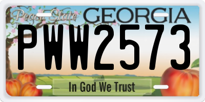 GA license plate PWW2573