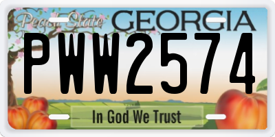 GA license plate PWW2574