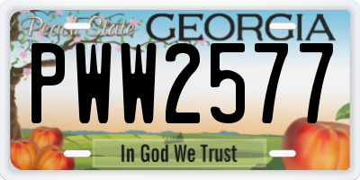 GA license plate PWW2577