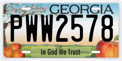 GA license plate PWW2578