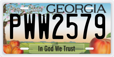 GA license plate PWW2579