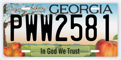 GA license plate PWW2581