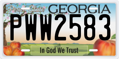 GA license plate PWW2583