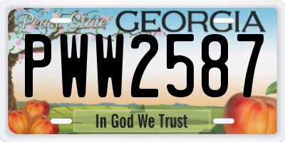 GA license plate PWW2587