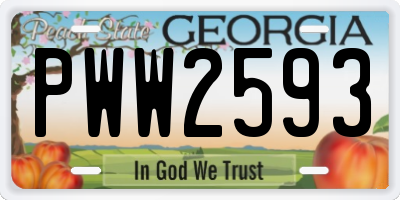 GA license plate PWW2593